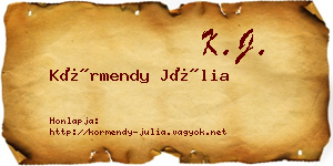 Körmendy Júlia névjegykártya
